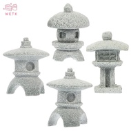 [WETK] Retro Gazebo Chinese Lanterns Mini Pagoda Model Decoration Stone Miniature Statue Sandstone H