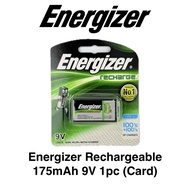 [ Energizer ] Rechargeable 9V Battery | 175mAh | Ni-MH | 1pc Card | Long Lasting Power