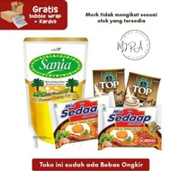 Terbaru Paket Sembako - Minyak 1 L+Mie Goreng 2 Pcs+Kopi Bubuk 30 Gram