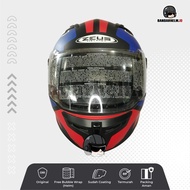 Helm Full Face Zeus 813 An6 Hitam Doff Merah Biru