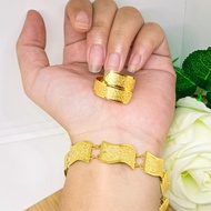 set gelang kendari ples cincin terbaru perhiasan lapis emas 24k gold polos fashion dubai xuping