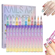 12 Colors Nail Art Pens Set, Nail Art Pens for Painting Nails, Nail Doodle Pens, 3D DIY Nail Art Mar