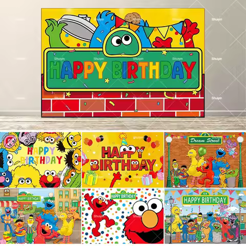 Cartoon Monster Biscuit Backdrop Kids Birthday Decorations Party Supplies Cookie SEsames STreet-Baby