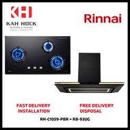 RINNAI RH-C1059-PBR CHIMNEY HOOD + RB-93UG 3 BURNER BUILT-IN HOB BUNDLE