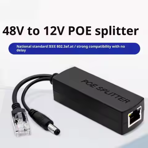 1Pcs 48V To 12V IEEE 802.3af Output Power Over Ethernet Splitter Adapter Security System POE Splitte