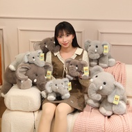 Cute Gray Elephant Plush Toy Soft Fluffy Stuffed Animal Elephant Doll Cuddly Plushie Birthday Gift