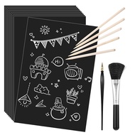 50 Sheets ScratchArt for Kids 4.9x7.3inch Scratch Paper Art Set Painting with Art Tools DIY