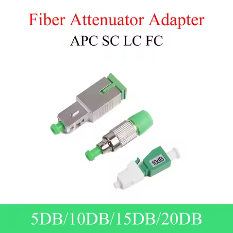 5PCS APC SC/FC/LC Fiber Attenuator 5DB-20DB Single-mode Fiber Optic Adapter APC Male to Female Conne