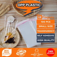 Fixguru 100pcs OPP Plastic Bag | Clear Transparent | Self-Adhesive & Resealable | Packaging Bag