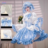Re:Zero Anime Blue and White Gothic Dress Cosplay Costume