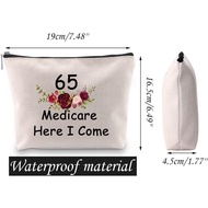 JNIAP 65th Birthday Cosmetic Bag Funny 65 Years Old Birthday Gifts For Women Makeup Zipper Pouch Tur