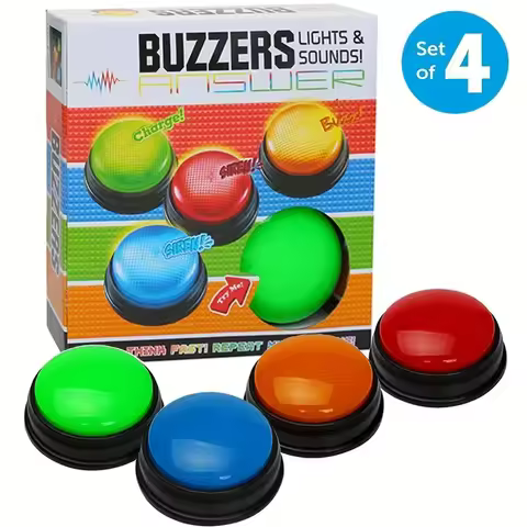 Educational Answer Buzzer Set – 4pc Interactive, Colorful Buzzers for Kids' Engaging Learning & Fami