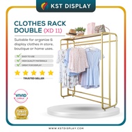 (High Quality) Cloth Rack Double/ Rak Baju Gold/ Cloth Rack Organizer/ Clothing store hanger display