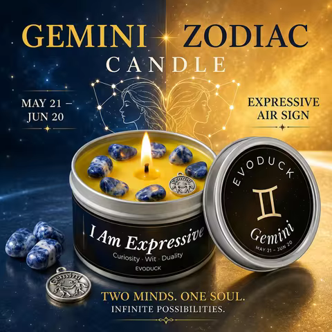 Gemini Constellation Scented Candle, Lemon Basil, Astrology Aromatherapy Candle in Tin, Home Fragran