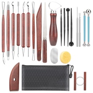 Clay Sculpting Tools Basic Clay Pottery Carving Tool Kit with Wooden Handles and Tool Bag for Carvin