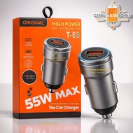 [T-E8] CAR Charger PD 55W 2USB USB-A + USB-C LED LIGHT Saver CAR PD30W+QC3.025W