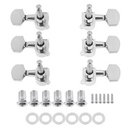 6 Pieces Silver Acoustic Guitar Machine Heads Knobs Guitar String Tuning Peg Tuner(3 for Left + 3 for Right)