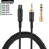 Mini XLR 3-Pin 6.35mm Replacement Spring Cable Cord For AKG Q701 K702 K182 K275 K175 K712 Pro K553 M