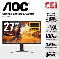 AOC 27" CQ27G4 Fast VA QHD HDR10 Adaptive Sync 180Hz 0.5ms Curved Gaming Monitor