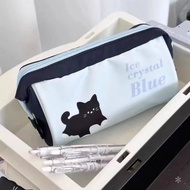 Black Cat Pencil Case Aesthetic Large Capacity Blue Pensel Box Big Kotak Pensel Korean Style 笔盒 鉛筆盒 