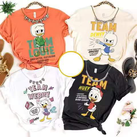 Disney DuckTales Team Dewey, Team Huey, Team Louie Team Webby T-Shirt, DuckTales Characters Shirt Di