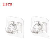 [PANDHYS] 2pcs Nail-Free Adjustable Curtain Rod Holder Clamp Hooks Rod Bracket Holders Adhesive Wall Curtain Fixed Clip Hanging Rack Hook
