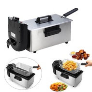 【Tech-savvy】 2000 Watt Stainless Steel Triple Basket Electric Deep Fryer Household commercial fryer