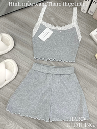 Set Bộ Quần Đùi + Áo 2 Dây Viền Ren - Tharo Clothing [SET0010]