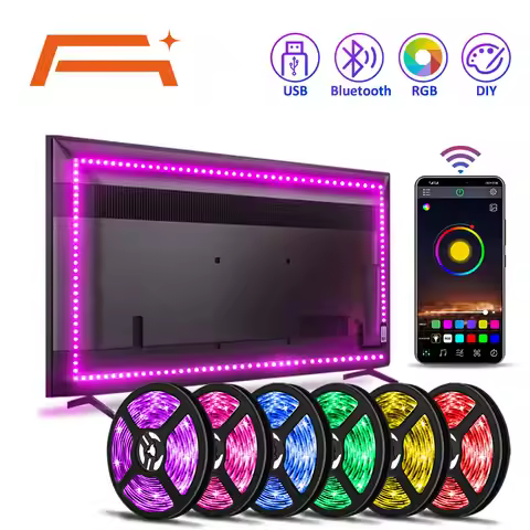 5M TV Backlight ,Color Changnig 5V USB Powered RGB5050 LED Strip Light for 24 - 80 Inch TV, Mirror,