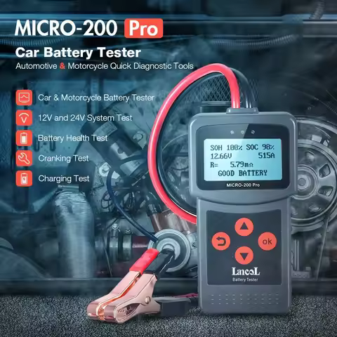Lancol Micro-200 Pro 12V 24V Digital Car Moto Battery Tester EFB AGM Gel Lead Acid Battery Cranking 