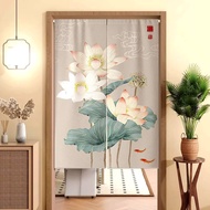 Chinese Style Lotus Door Curtain Fabric Curtain Bedroom Toilet Door-to-Door Solution Hanging Curtain