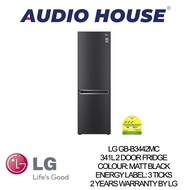 [bulky]LG GB-B3442MC 341L 2 DOOR FRIDGE COLOUR: MATT BLACK ENERGY LABEL: 3 TICKS 2 YEARS WARRANTY BY LG