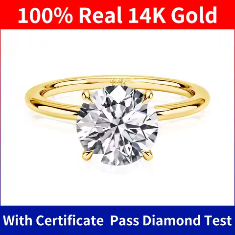 Szjinao 100% Real Gold 14k Gold Moissanite Ring Women Luxury Wedding AU585 K Gold Jewelry Promise Ri