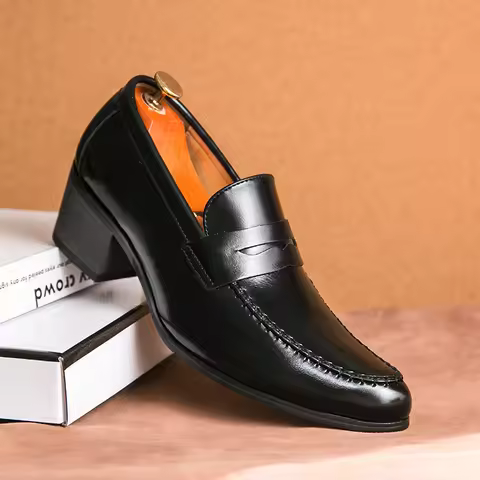 High End Brand Men's Leather Casual Shoes Office Business Men's Formal Shoes High Heels Groom's Wedd