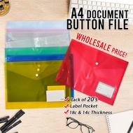 10Q Pack Of 20's SSD A4 Clear File Folder with ID Pocket Durable and Transparent Office & School Doc