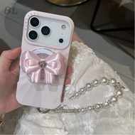 French Romantic Magnetic Pink Bow Suitable For iPhone 17 16 15 14 13 Pro Max i15 i16 i17 Phone Case