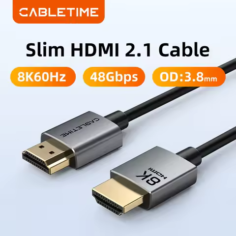 CABLETIME Ultra Slim HDMI 2.1 Cable 48Gbps High Speed 8K 60Hz 4K 120Hz HDMI Cable for PS5 Xbox Serie