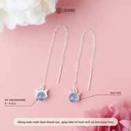 Bông Tai Dài Bạc 925 Cho Nữ Tai Mèo Mix Hạt Đá Tròn Tự Nhiên Trẻ Trung Năng Động BT12