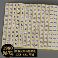 Clothes Size Sticker Size Label Sticker Size Label Sticker Size Self-adhesive Clothing Code Number S