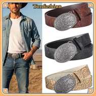 TONFASHION Western Cowboy Belt, Retro PU Leather Carved Buckle Embossed Belt, Luxury Punk Rock Vinta