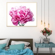 牡丹繪畫花卉原創水彩花卉牆藝術粉紅色藝術