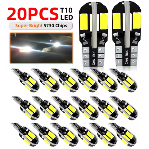 10/20PCS W5W T10 LED Bulbs Canbus 5730 8SMD 12V 6000K 194 168 LED Car Map Dome Lights Parking Light 