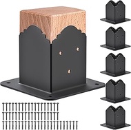 4x4 Post Base 6PCS, Thick Steel 4x4 Post bracket, (Inner Size 3.6'' x 3.6'') Pergola Bracket 4x4 wit