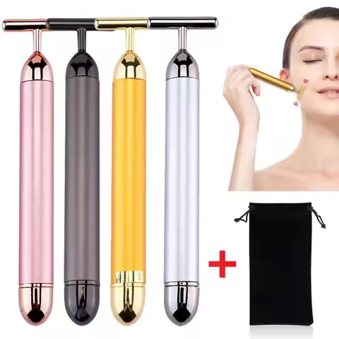 24k Gold Face Lift Bar Roller Vibration Slimming Massager Facial Stick Facial Beauty Skin Care T Sha