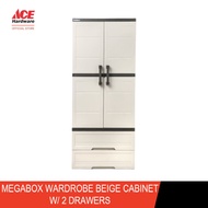 Megabox Wardrobe Beige Cabinet w/2 Drawers