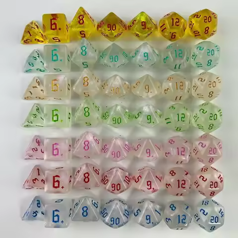 7Pcs/Set Durable Acrylic DND Dice 7-Die D4 D6 D8 D10 Polyhedral Dice D12 D20 Game Dice Table Game