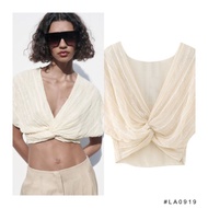 LA0919 - Beige Front Knot | Blouse Blouse