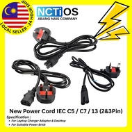 NEW POWER CORD IEC C5 / C7 / 13 (2 & 3 PIN) UK PLUG - 1 METER CORD (FOR LAPTOP, DESKTOP, HOME APPLIA