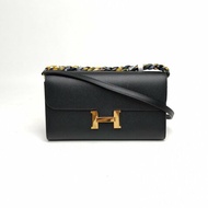 HERMES Constance康康LONGTOGO長款錢包黑色Epsom皮Z刻肩背包