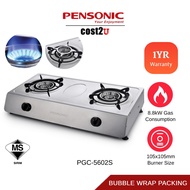 [𝘽𝙪𝙗𝙗𝙡𝙚 𝙋𝙖𝙘𝙠𝙞𝙣𝙜] Pensonic 2 Burner Stainless Steel Gas Cooker | PGC-5602S PGC5602S (Gas Stove Dapur 